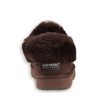 Load image into Gallery viewer, AUS WOOLI UGG UNISEX SHEEPSKIN WOOL TRADITIONAL ANKLE SLIPPERS - CHOCOLATE
