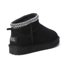 Load image into Gallery viewer, AUS WOOLI UGG Altona Sheepskin Wool Ankle Braid Boots In Black