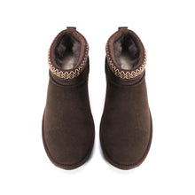 Load image into Gallery viewer, AUS WOOLI UGG Altona Sheepskin Wool Ankle Braid Boots In Chocolate
