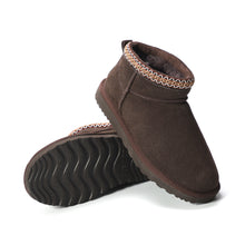 Load image into Gallery viewer, AUS WOOLI UGG Altona Sheepskin Wool Ankle Braid Boots In Chocolate