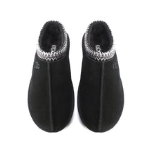 Load image into Gallery viewer, AUS WOOLI UGG Sheepskin Wool Ankle Braid Croydon Slippers -BLACK