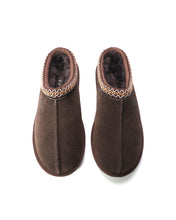 Load image into Gallery viewer, AUS WOOLI UGG Croydon Sheepskin Wool Ankle Braid Slippers In Chocolate