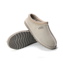 Load image into Gallery viewer, AUS WOOLI UGG Croydon Sheepskin Wool Ankle Braid Slippers In Light Grey
