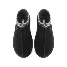 Load image into Gallery viewer, AUS WOOLI UGG Mentone Sheepskin Wool Ankle Braid Platform Slippers In Black