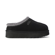 Load image into Gallery viewer, AUS WOOLI UGG Mentone Sheepskin Wool Ankle Braid Platform Slippers In Black