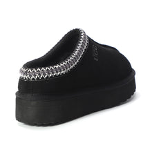 Load image into Gallery viewer, AUS WOOLI UGG Mentone Sheepskin Wool Ankle Braid Platform Slippers In Black