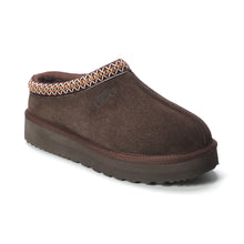 Load image into Gallery viewer, AUS WOOLI UGG Sheepskin Wool Ankle Braid Platform Mentone Slippers -CHOCOLATE