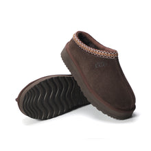 Load image into Gallery viewer, AUS WOOLI UGG Sheepskin Wool Ankle Braid Platform Mentone Slippers -CHOCOLATE