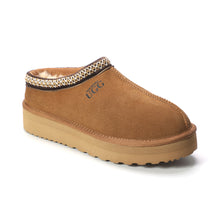Load image into Gallery viewer, AUS WOOLI UGG Mentone Sheepskin Wool Ankle Braid Platform Slippers In Tan