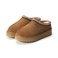 Load image into Gallery viewer, AUS WOOLI UGG Mentone Sheepskin Wool Ankle Braid Platform Slippers In Tan