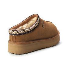 Load image into Gallery viewer, AUS WOOLI UGG Mentone Sheepskin Wool Ankle Braid Platform Slippers In Tan
