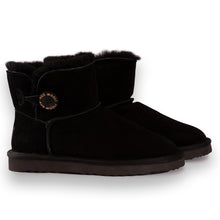 Load image into Gallery viewer, AUS WOOLI UGG SHORT SHEEPSKIN BUTTON BOOT - BLACK