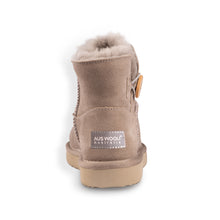 Load image into Gallery viewer, AUS WOOLI UGG SHORT SHEEPSKIN BUTTON BOOT - LIGHTGREY