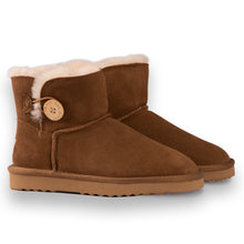 Load image into Gallery viewer, AUS WOOLI UGG SHORT SHEEPSKIN BUTTON BOOT - Chestnut/Tan