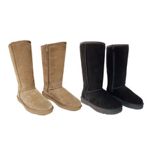 Load image into Gallery viewer, AUS WOOLI Tall Zip-Up Sheepskin Boot - Black