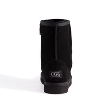 Load image into Gallery viewer, AUS WOOLI UGG MID CALF ZIP-UP SHEEPSKIN BOOT - Black