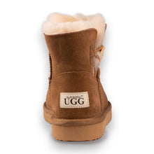 Load image into Gallery viewer, AUS WOOLI UGG SHORT SHEEPSKIN BUTTON BOOT - Chestnut/Tan