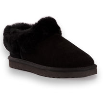 Load image into Gallery viewer, AUS WOOLI UGG UNISEX SHEEPSKIN WOOL TRADITIONAL ANKLE SLIPPERS - BLACK