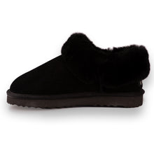 Load image into Gallery viewer, AUS WOOLI UGG UNISEX SHEEPSKIN WOOL TRADITIONAL ANKLE SLIPPERS - BLACK