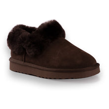Load image into Gallery viewer, AUS WOOLI UGG UNISEX SHEEPSKIN WOOL TRADITIONAL ANKLE SLIPPERS - CHOCOLATE