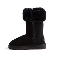 Load image into Gallery viewer, AUS WOOLI UGG TALL ZIP-UP SHEEPSKIN BOOT - Black