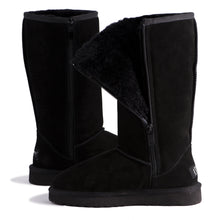 Load image into Gallery viewer, AUS WOOLI UGG TALL ZIP-UP SHEEPSKIN BOOT - Black