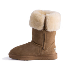 Load image into Gallery viewer, AUS WOOLI UGG TALL ZIP-UP SHEEPSKIN BOOT - Chestnut/Tan