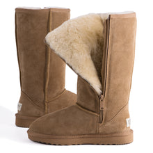 Load image into Gallery viewer, AUS WOOLI UGG TALL ZIP-UP SHEEPSKIN BOOT - Chestnut/Tan
