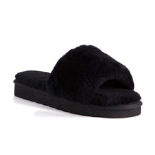 Load image into Gallery viewer, AUS WOOLI UGG WOMEN SHEEPSKIN FLUFF SLIDE - Black