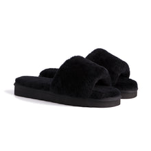 Load image into Gallery viewer, AUS WOOLI UGG WOMEN SHEEPSKIN FLUFF SLIDE - Black