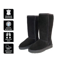 Load image into Gallery viewer, AUS WOOLI Tall Zip-Up Sheepskin Boot - Black