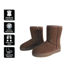 Load image into Gallery viewer, AUS WOOLI MID CALF ZIP-UP SHEEPSKIN BOOT - Chocolate