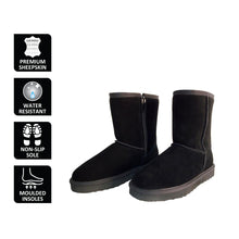 Load image into Gallery viewer, AUS WOOLI MID CALF ZIP-UP SHEEPSKIN BOOT - Black