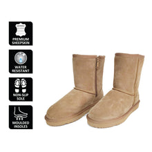 Load image into Gallery viewer, AUS WOOLI MID CALF ZIP-UP SHEEPSKIN BOOT - Chestnut/Tan
