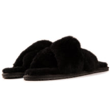 Load image into Gallery viewer, AUS WOOLI AUSTRALIA WOMEN SHEEPSKIN WOOL BRIGHTON SLIPPERS- BLACK