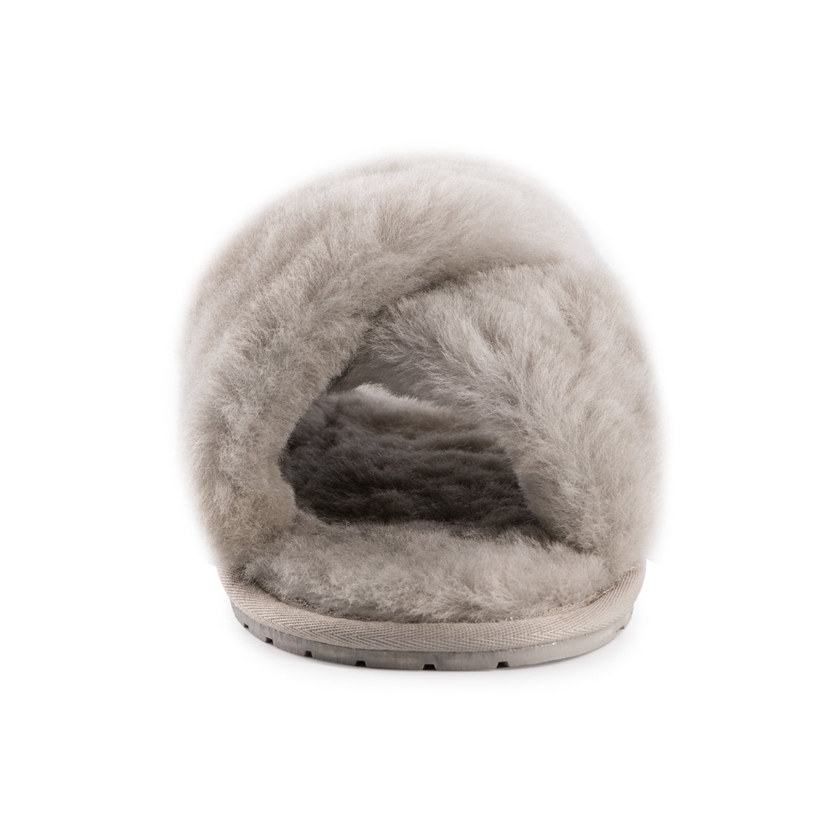 AUS WOOLI AUSTRALIA WOMEN SHEEPSKIN WOOL BRIGHTON SLIPPERS LIGHTGREY Aus Wooli Australia