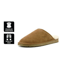 Load image into Gallery viewer, AUS WOOLI UGG Unisex Manly Sheepskin Wool Slippers In Chestnut/Tan