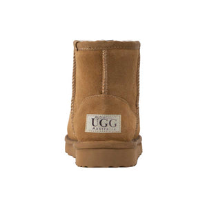 AUS WOOLI UGG SHORT SHEEPSKIN ANKLE BOOT - CAMEL