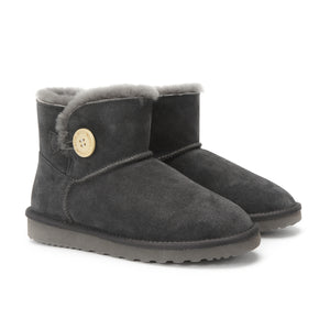 AUS WOOLI UGG SHORT SHEEPSKIN BUTTON BOOT - GREY