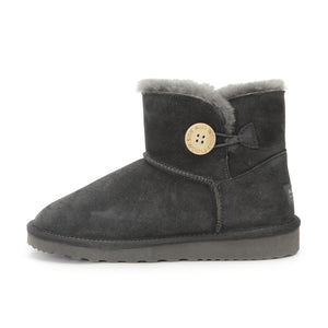AUS WOOLI UGG SHORT SHEEPSKIN BUTTON BOOT - GREY