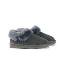 Load image into Gallery viewer, AUS WOOLI UGG UNISEX SHEEPSKIN WOOL TRADITIONAL ANKLE SLIPPERS - GREY
