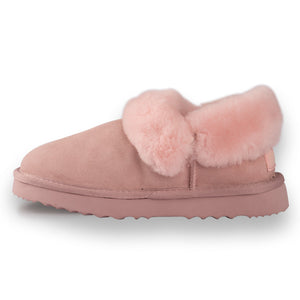 AUS WOOLI UGG UNISEX SHEEPSKIN WOOL TRADITIONAL ANKLE SLIPPERS - PALEPINK