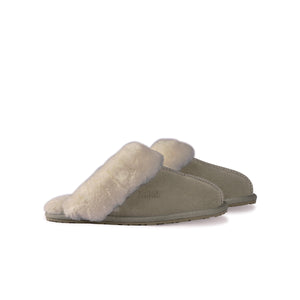 AUS WOOLI UGG UNISEX SHEEPSKIN WOOL SHELLEY Slippers - Light Grey