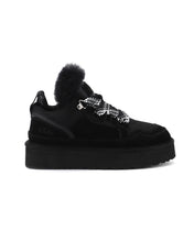 Load image into Gallery viewer, AUS WOOLI UGG Hamilton Sheepskin Wool Lace-Up Sneakers In Black
