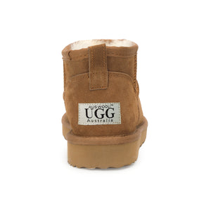 AUS WOOLI UGG SHEEPSKIN CLASSIC ULTRA MINI BOOTS NOOSA - CAMEL