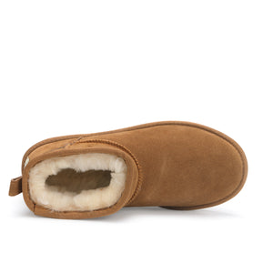 AUS WOOLI UGG SHEEPSKIN CLASSIC ULTRA MINI BOOTS NOOSA - CAMEL