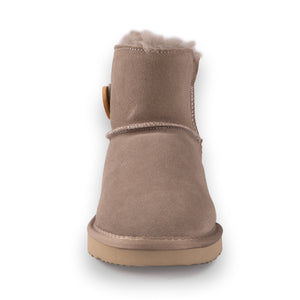 AUS WOOLI UGG SHORT SHEEPSKIN BUTTON BOOT - LIGHTGREY