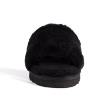 Load image into Gallery viewer, AUS WOOLI UGG WOMEN SHEEPSKIN FLUFF SLIDE - Black
