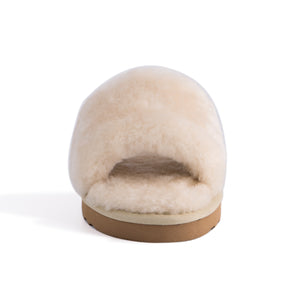 AUS WOOLI UGG WOMEN SHEEPSKIN FLUFF SLIDE - Chestnut/Tan