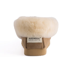 AUS WOOLI HAND STITCHED WOMENS SHEEPSKIN MOCCASIN - Chestnut/Tan